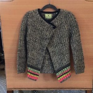 Grey Mohair Blend Sweater with bright trim, size 6.